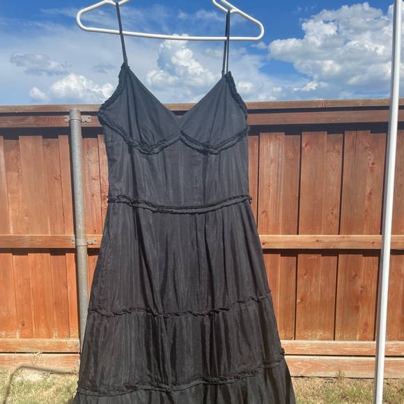 Goth Fairy Emo Vintage Black Midi Dress - Picture 2 of 6